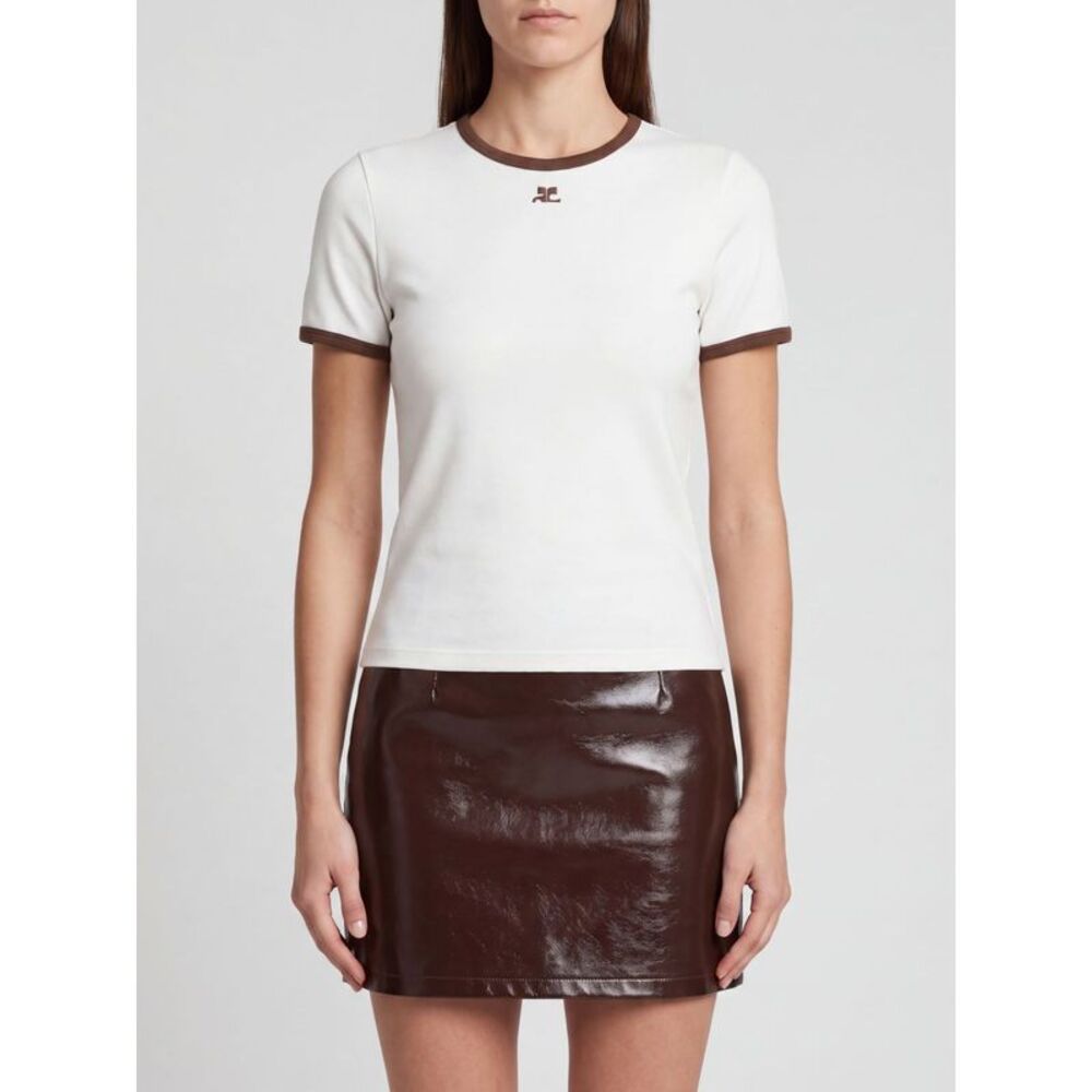 Courreges Women Courri¨Ges Slim Fit Cotton T-Shirt With Tone-On-Tone Logo